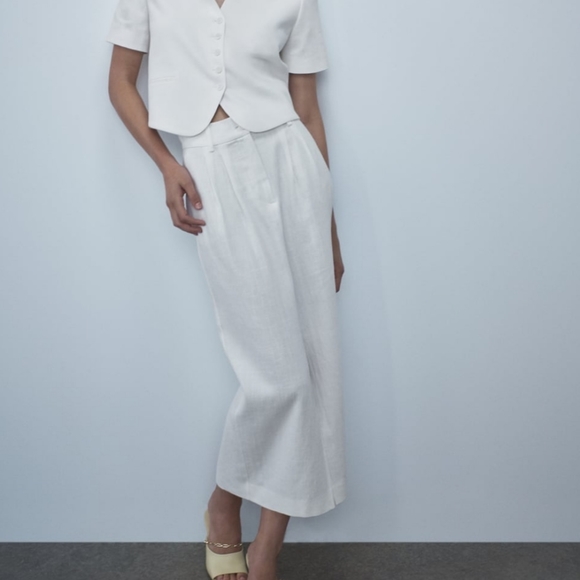 Zara Dresses & Skirts - Zara white long skirt with front slit M/L